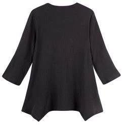 Textured Gauze Button-Front Tunic -Fashion Paradise HBL482 BLACK BACK