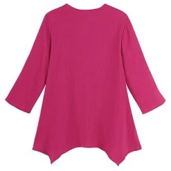 Textured Gauze Button-Front Tunic -Fashion Paradise HBL482 FU BACK