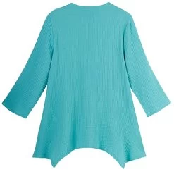 Textured Gauze Button-Front Tunic -Fashion Paradise HBL482 MINT BACK