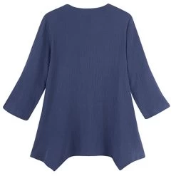 Textured Gauze Button-Front Tunic -Fashion Paradise HBL482 NAVY BACK