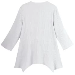 Textured Gauze Button-Front Tunic -Fashion Paradise HBL482 WHITE BACK