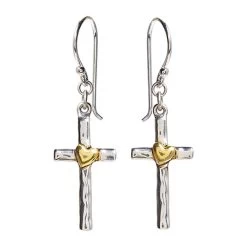 Cross With Heart Earrings