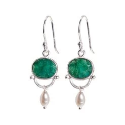 Pearl And Precious Stone Earrings