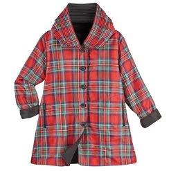 Reversible Tartan Car Coat -Fashion Paradise HBP782 RD