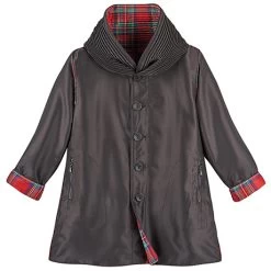 Reversible Tartan Car Coat -Fashion Paradise HBP782 RD REV