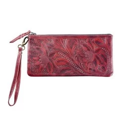 Floral Tooled Leather Wristlet