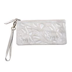 Floral Tooled Leather Wristlet -Fashion Paradise HBP812 4