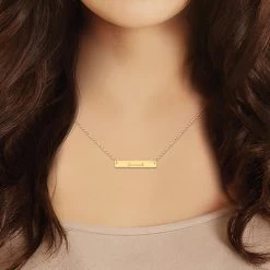 Personalized Name Bar Necklace -Fashion Paradise HBQ012 VDR Gold Model