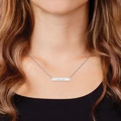 Personalized Name Bar Necklace -Fashion Paradise HBQ012 VDR Silver Model