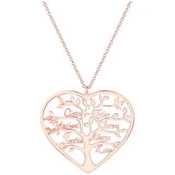 Heart Family Tree Name Necklace -Fashion Paradise HBQ022 VDR Rose Gold Plated