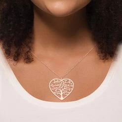 Heart Family Tree Name Necklace -Fashion Paradise HBQ022 VDR Rose Gold Plated Model