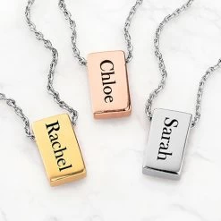 Petite Engraved Vertical Bar Necklace