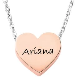 Petite Engraved Heart Necklace -Fashion Paradise HBQ042 VDR Rose Gold Plated