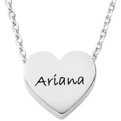 Petite Engraved Heart Necklace -Fashion Paradise HBQ042 VDR Silver Plated