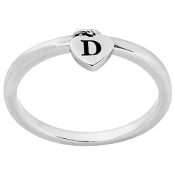 Stackable Initial Heart Charm Ring -Fashion Paradise HBQ052 VDR Silver Plate