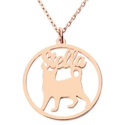 Personalized Cat Silhouette Necklace -Fashion Paradise HBQ092 VDR Rose Gold Plated