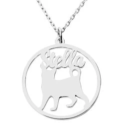 Personalized Cat Silhouette Necklace -Fashion Paradise HBQ092 VDR Silver Plated