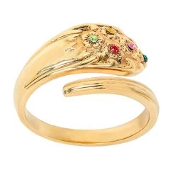 Personalized Family Birthstone Spoon Ring 12 Personalized Family Birthstone Spoon Ring -Fashion Paradise HBQ152 VDR Gold 2