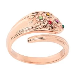 Personalized Family Birthstone Spoon Ring 14 Personalized Family Birthstone Spoon Ring -Fashion Paradise HBQ152 VDR Rose Gold