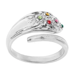 Personalized Family Birthstone Spoon Ring 17 Personalized Family Birthstone Spoon Ring -Fashion Paradise HBQ152 VDR Silver 2