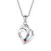 Sterling Silver Engraved Birthstone Double Heart Necklace