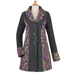 Embroidered Sweater Coat