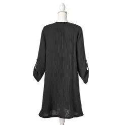 Double-Gauze Open-Front Jacket -Fashion Paradise HBQ822 BK back