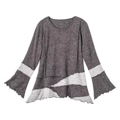 Pieced Heathered Sweater Tunic