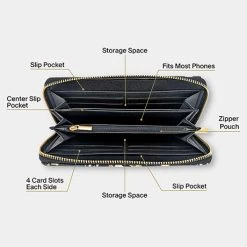 Frank Lloyd Wright Zip-Around Wallet -Fashion Paradise HBR272 VDR FLW Inside Details