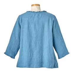 Ruffled Linen Tie Jacket -Fashion Paradise HBT052 BU form back