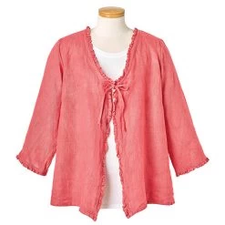 Ruffled Linen Tie Jacket