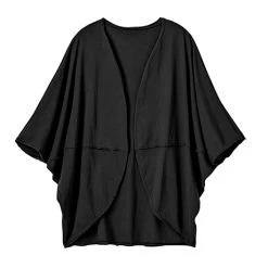 Jersey Slub Cocoon Cardigan -Fashion Paradise HBT402 BK front SIG0324