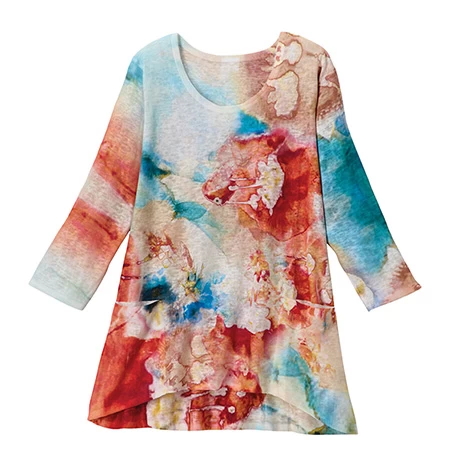 Watercolor Koi Garden Pocket Tunic 1 Watercolor Koi Garden Pocket Tunic