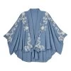 Bluestone Embroidered Tie-Front Kimono