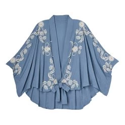Bluestone Embroidered Tie-Front Kimono