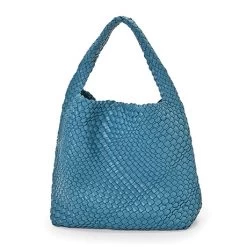 Woven Vegan Leather Handbag -Fashion Paradise HBT662 BU a