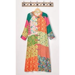 Patchwork Print Kimono Duster 5 Patchwork Print Kimono Duster -Fashion Paradise HBT772 hanging