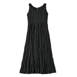 Crinkled Tiered Travel Dress -Fashion Paradise HBT782 BK front SIG0324