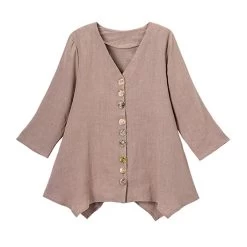 Linen Button Tunic 10 Linen Button Tunic -Fashion Paradise HBT832 CE front SIG0324