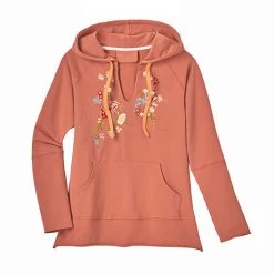 Embroidered Floral Terra-Cotta Hoodie