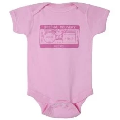 Personalized "Special Delivery" Postmark One-Piece Bodysuit - Pink