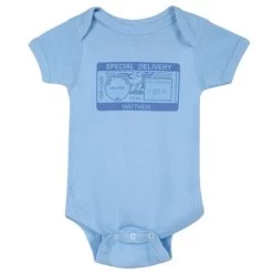 Personalized "Special Delivery" Postmark One-Piece Bodysuit - Blue