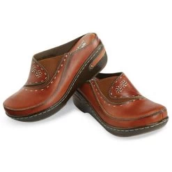 Spring Footwear Open-Back Hand-Painted Leather Clogs -Fashion Paradise HN8822 c