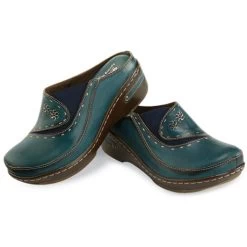 Spring Footwear Open-Back Hand-Painted Leather Clogs -Fashion Paradise HN8822 f