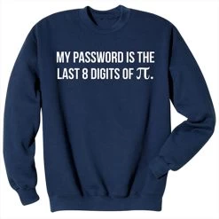 My Password Is The Last 8 Digits Of Pi T-Shirt Or Sweatshirt -Fashion Paradise HU0111 S