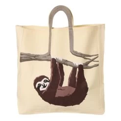 Sloth Tree Branch Cotton Canvas Tote