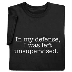 "In My Defense, I Was Left Unsupervised" Funny T-Shirt Or Sweatshirt