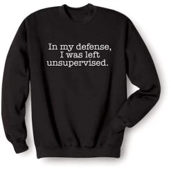 "In My Defense, I Was Left Unsupervised" Funny T-Shirt Or Sweatshirt -Fashion Paradise HW7991 S 2