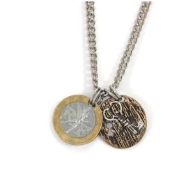 French Franc With Sterling Silver Lock And Key Men's Necklace