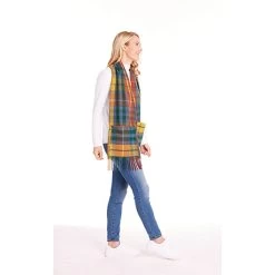 Scottish Tartan Wool Plaid Pocket Scarf -Fashion Paradise HZ6462 BU 0043 1